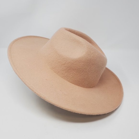 NWT BEIGE 100% WOOL FEDORA HAT WOMEN OS BOHO FESTIVAL WIDE BRIM - Picture 3 of 12